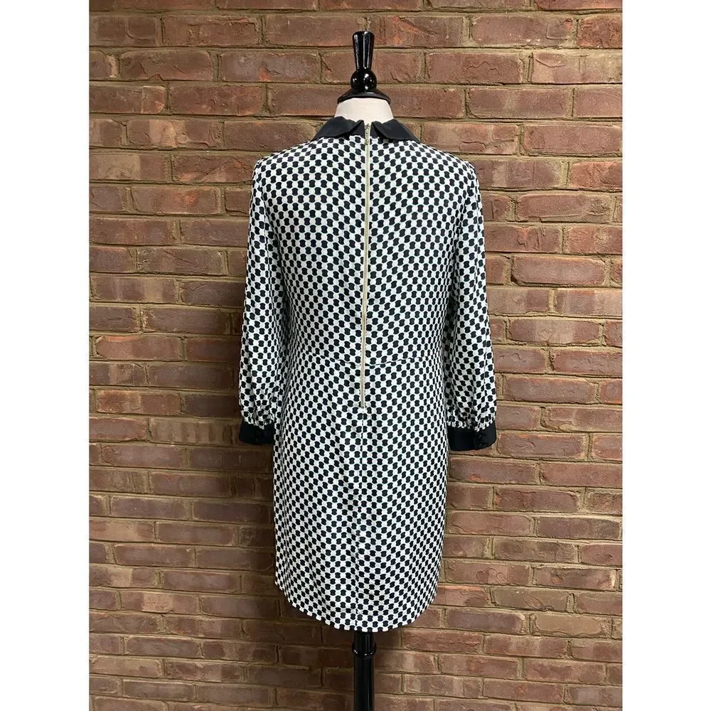 Kate Spade Black-white-Aqua Peter Pan Collar Dress Size 8